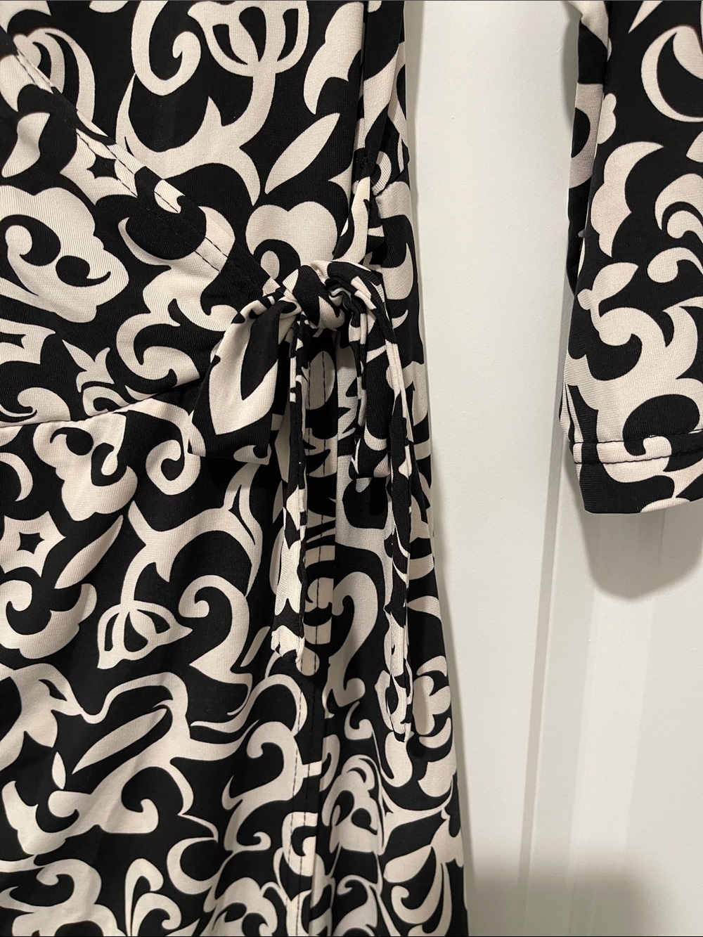 Chelsea Studio Black & White Wrap-Style Midi Dress